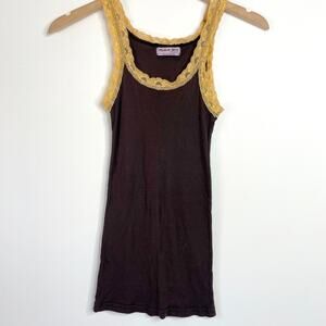 Y2K Michael Stars Lace Brown Cami Tank Top Size M Indie Grunge Layering Piece